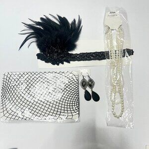 1920s Gatsby Flapper Accessories Set Feather Headband set